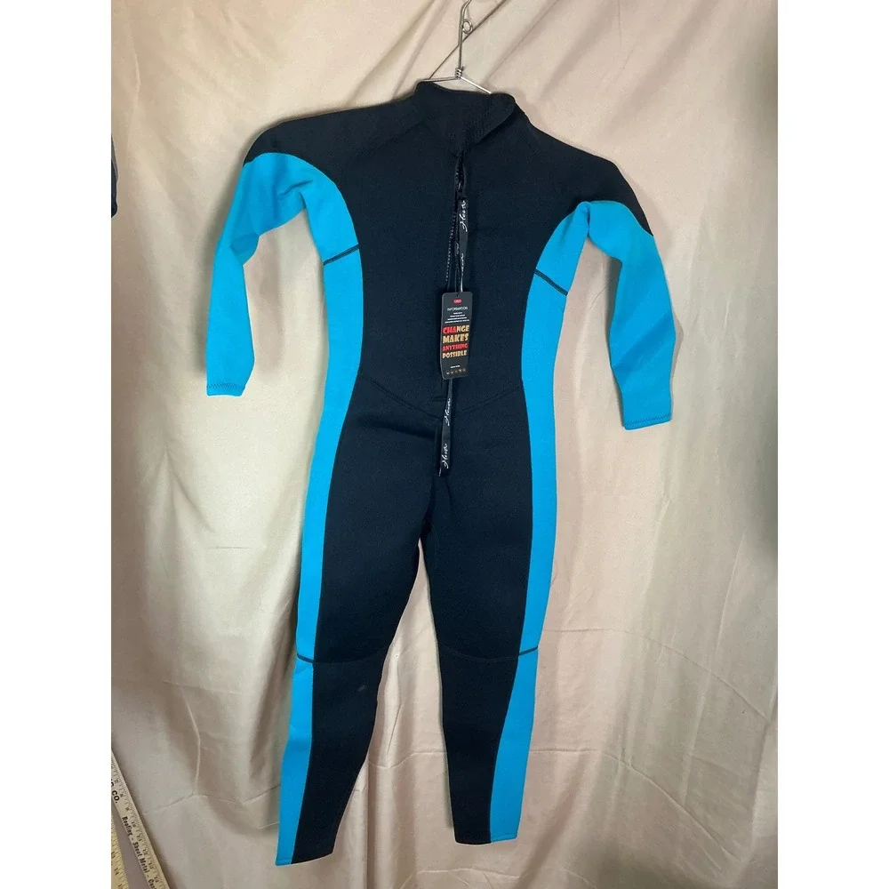 Hevto Wetsuit Kids Size 12 Black Blue New 3/2mm Neoprene Full Body‎ Long Sleeve
